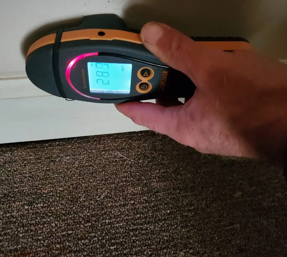 Moisture detection at baseboard during Burst Pipe Cleanup in Cincinnati